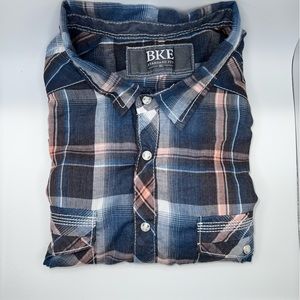SALE BKE Standard Fit Button Down Long Sleeve Plaid Shirt Size XL